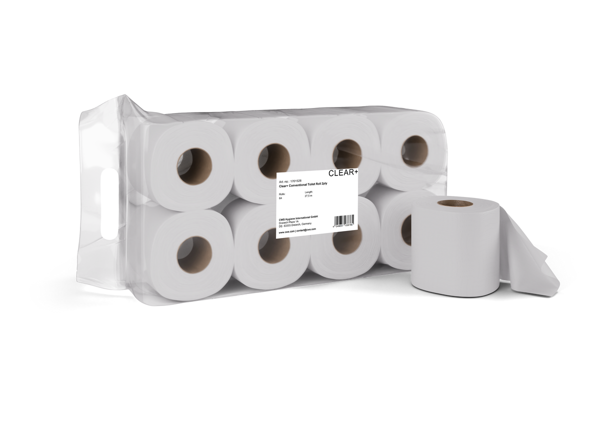 Clear+ Standard WC-papír tekercs, 2 rétegű 27,5m (64/csom.)