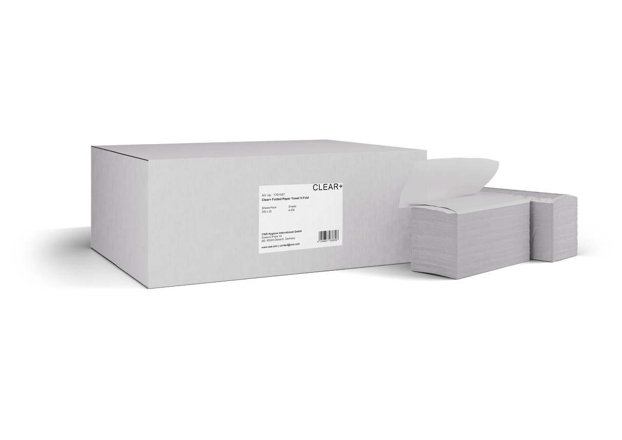 Clear+ Hajtogatott kéztörlő, V-hajtás (20×200/csom.)